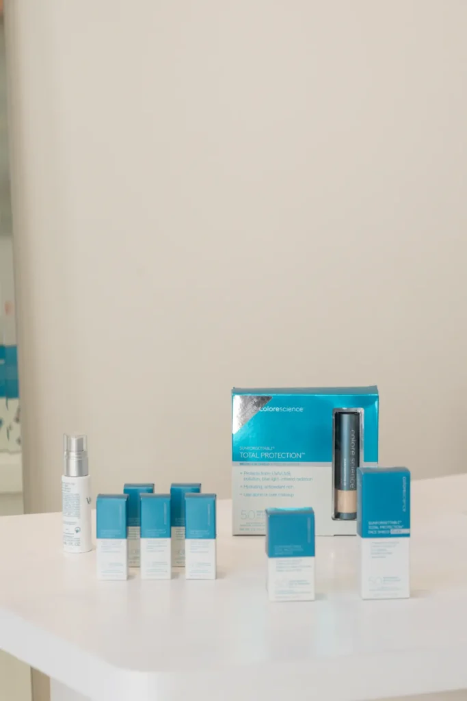 Curated skincare products for an at-home routine at Skin Bar