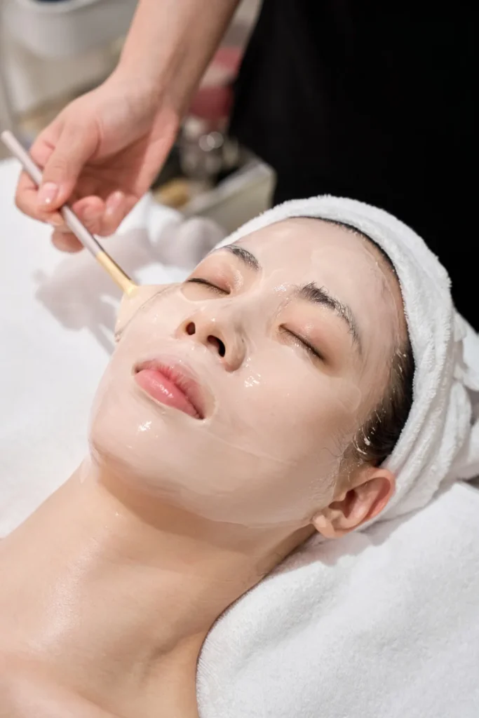 The masking step in a Bespoke Facial at SKIN BAR, part of a treatment personalized session by session.